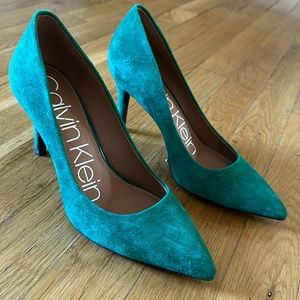 Green Suede Calvin Klein heels